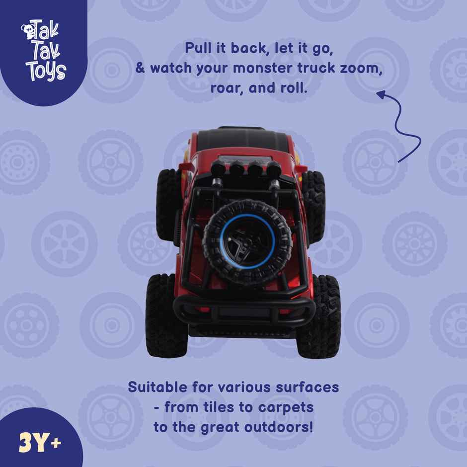 Tak Tak Toys 1:24 Die Cast Off Road Monster Car with Metal Body Openable Doors Red