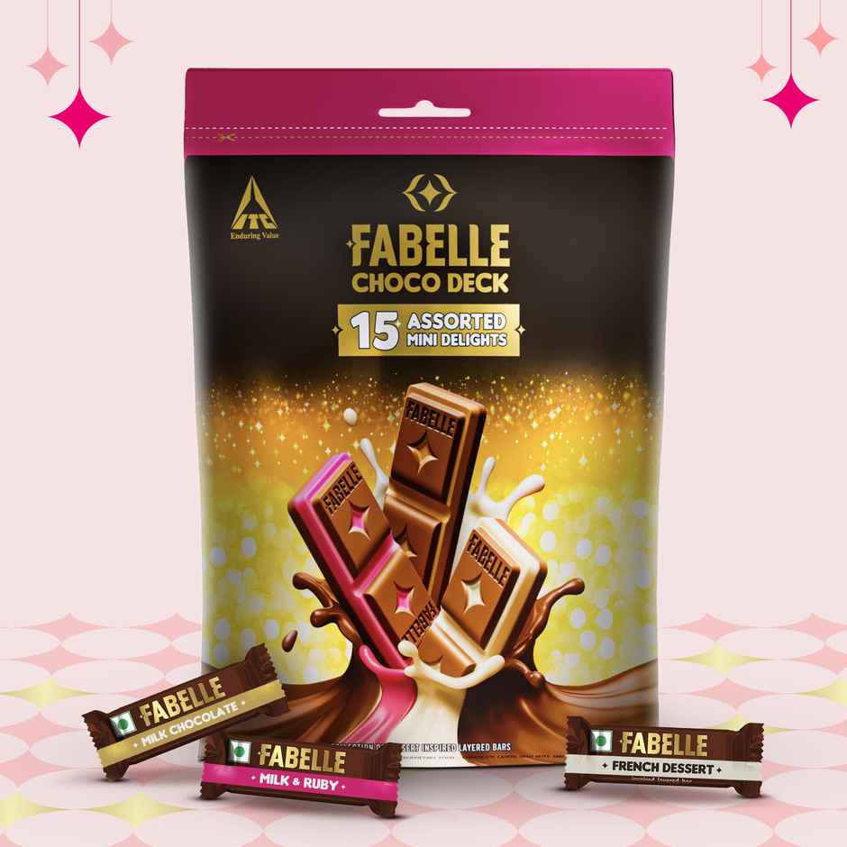 Fabelle Chocolate Home Pack Mini Delights Assorted Treats Pack(140gms) & Aurum Kundan Rakhi With Beads(1pc) Combo