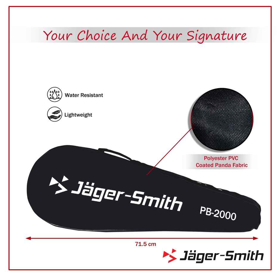 Jager-Smith Pb-2000 Featherlite Badminton Kit | 2 Rackets, 1 Cover & 3 Shuttlecocks | Made In India