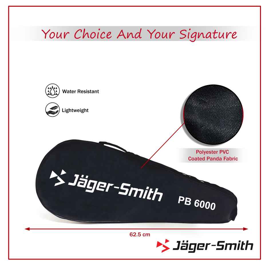 Jager-Smith Pb-6000 Badminton Kit (2 Rackets, 1 Cover & 3 Shuttle cocks) | Made In India | Green