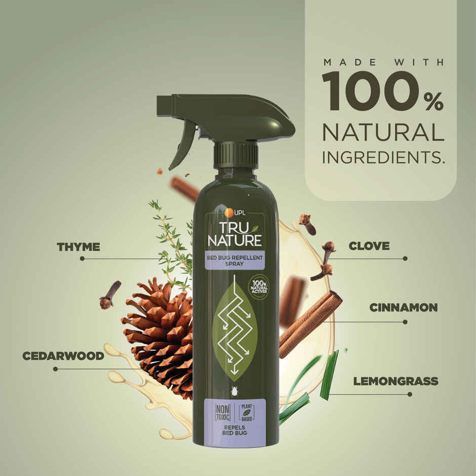 Tru Nature Herbal Bed Bug Repellent Spray | Chemical Free | Safe for Home Bedroom Travel Use