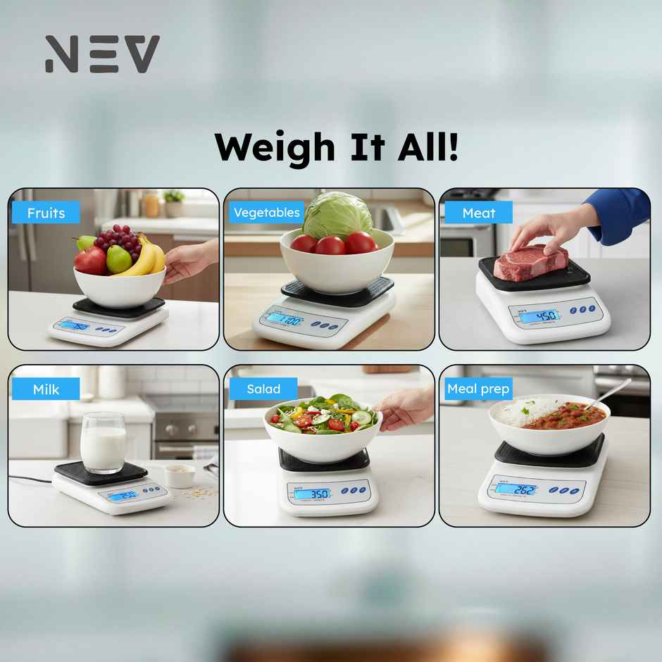 NEV PREPPO Digital Kitchen Scale | 10 kg Capacity | Black