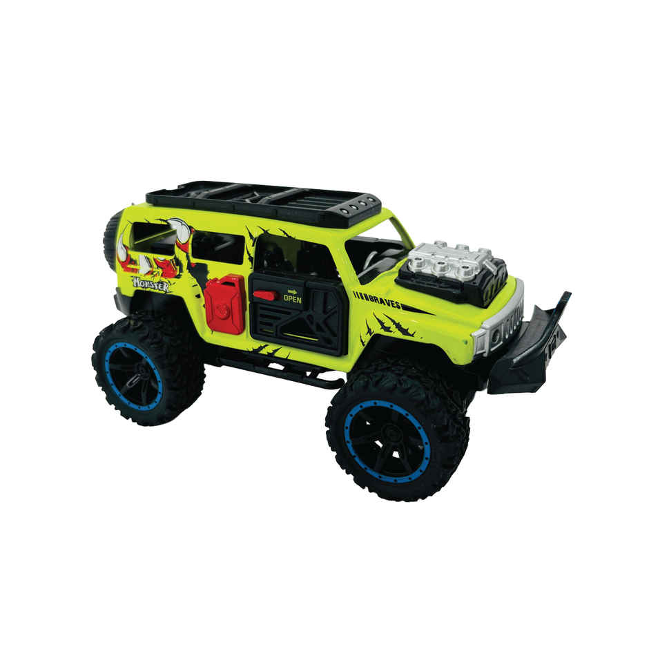 Tak Tak Toys Die Cast Off Road Monster Car with Metal Body 4-Seater Openable Doors Green