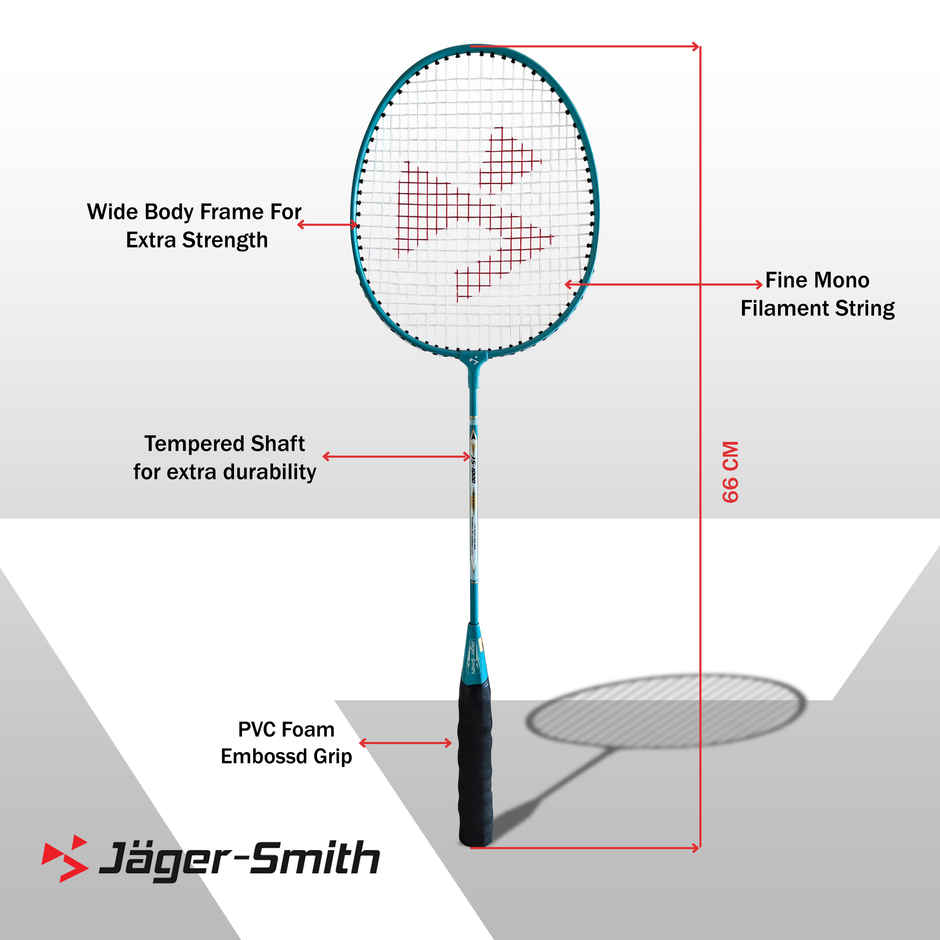 Jager Smith JS1000 Aluminium Badminton Racquet | Turquoise Blue