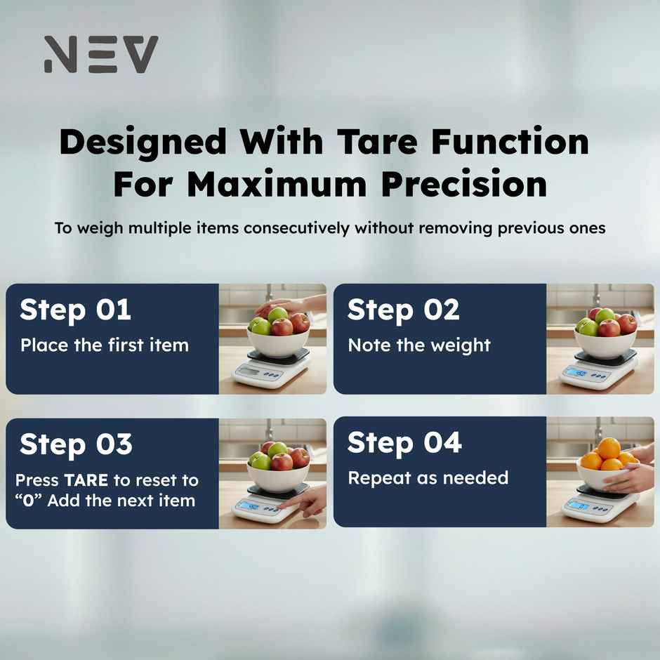NEV PREPPO Digital Kitchen Scale | 10 kg Capacity | Black