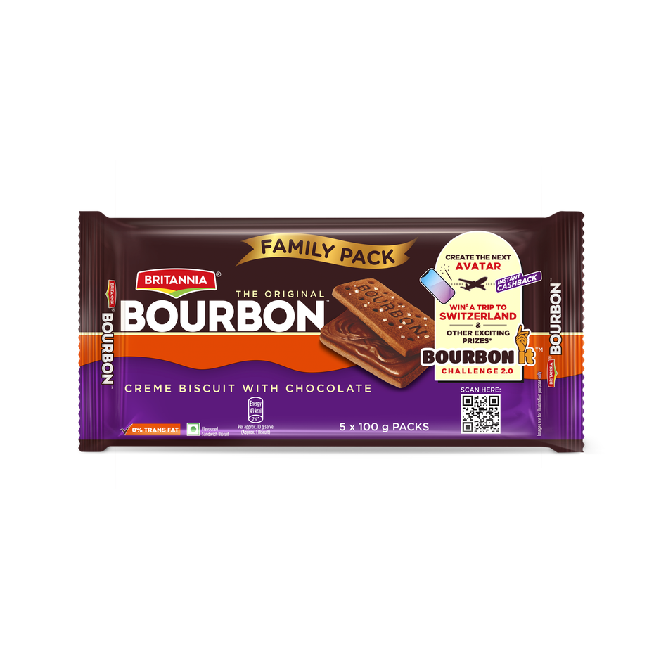 Britannia The Original Bourbon - Creme Biscuit with Chocolate | Chocolatey Indulgence | Combo