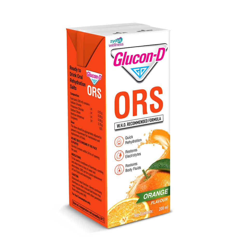 Glucon D ORS Energy Drink Orange Flavour with Electrolytes