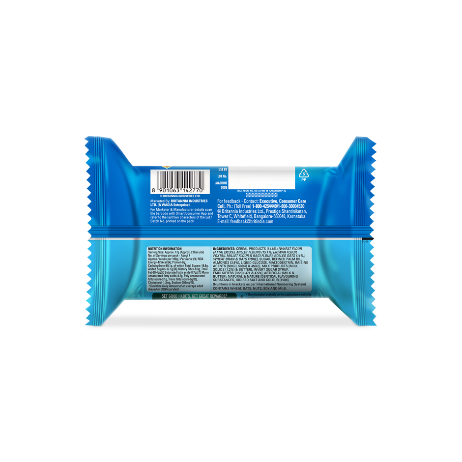 Britannia Nutrichoice Almond And Oats Milk Biscuits | Maida-Free And Trans Fat-Free