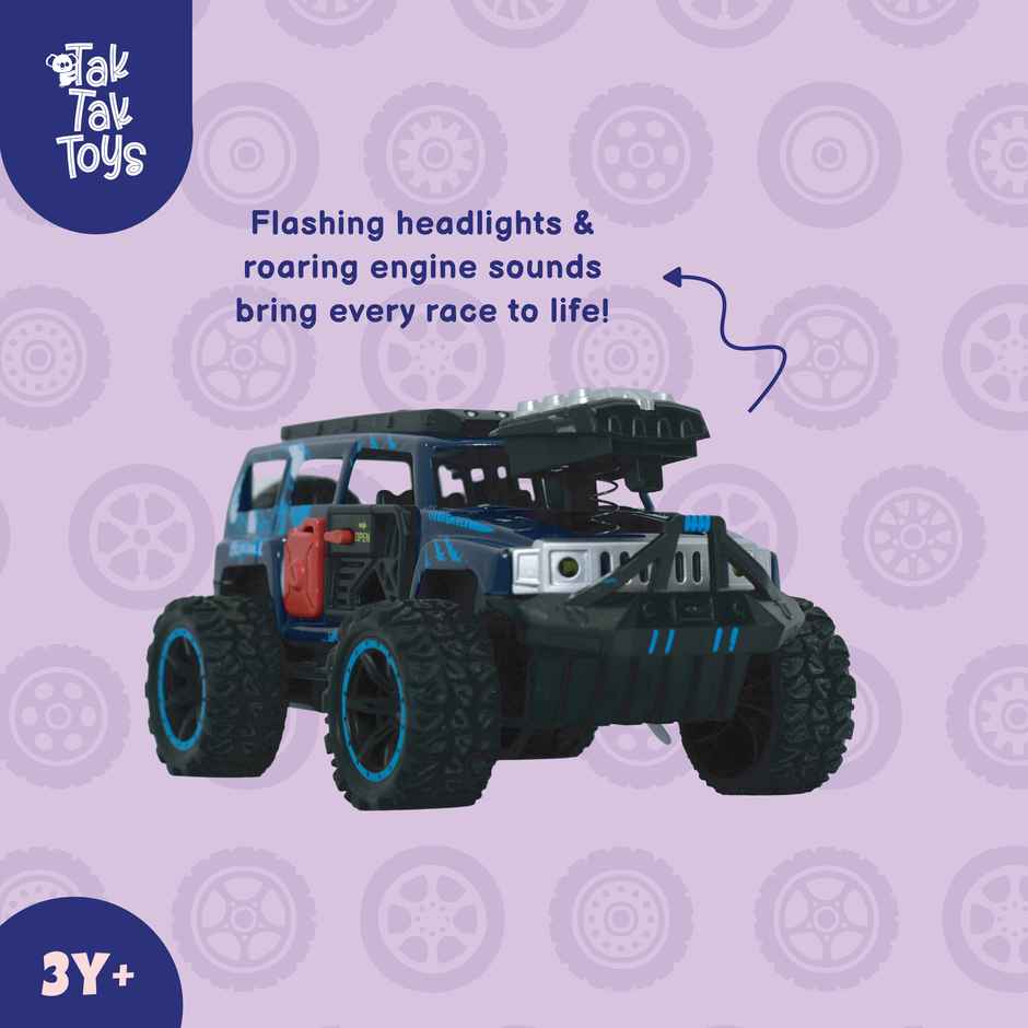 Tak Tak Toys Die Cast Off Road Monster Car with Metal Body 4-Seater Openable Doors Blue