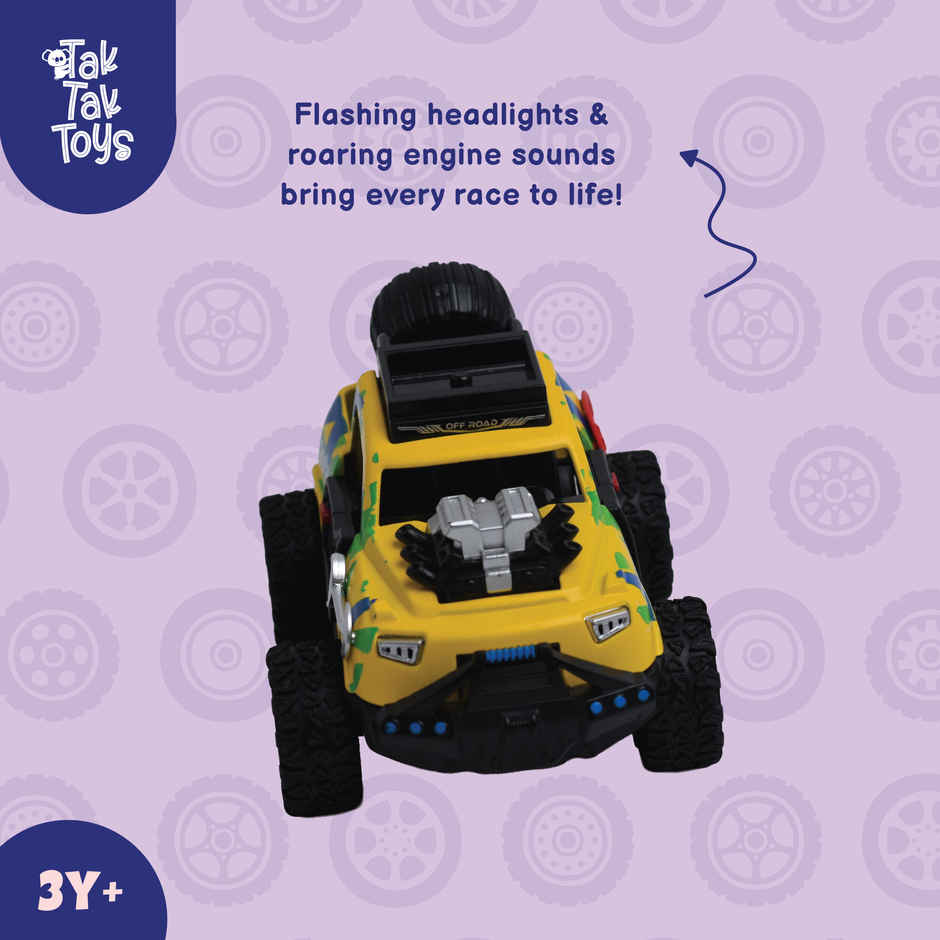 Tak Tak Toys Die Cast Off Road Monster Car with Metal Body 2 Seater Openable Doors Yellow