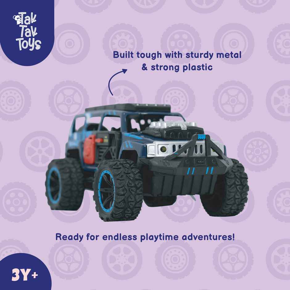 Tak Tak Toys Die Cast Off Road Monster Car with Metal Body 4-Seater Openable Doors Blue