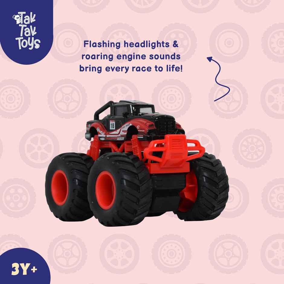 Tak Tak Toys 1:64 Die Cast Turbo Pull Pack Truck Toy Monster Car with Metal Body for Kids Action 02