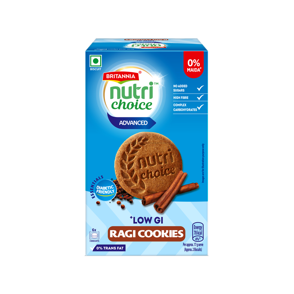 Britannia Nutrichoice Ragi Millet Cookies | Diabetic Friendly | Maida-free and Sugar-free