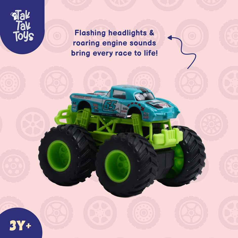 Tak Tak Toys 1:64 Die Cast Turbo Pull Pack Truck Toy Monster Car with Metal Body for Kids Action 09