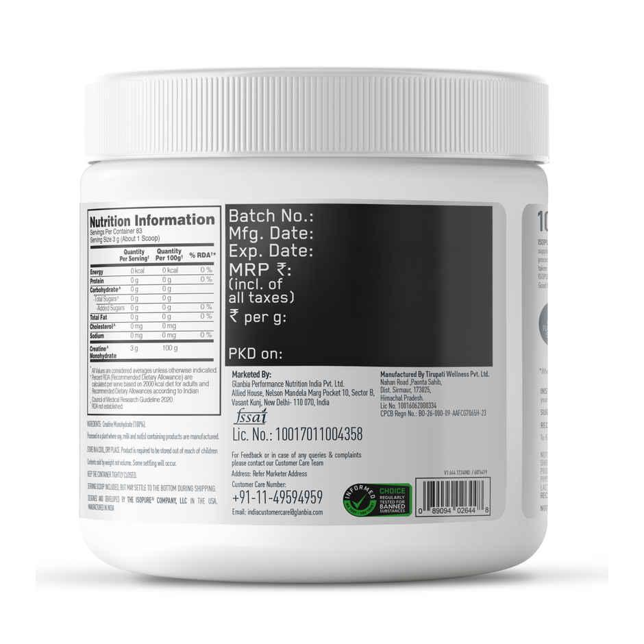 Isopure Creatine Monohydrate Micronized Increase Lean Muscle Mass
