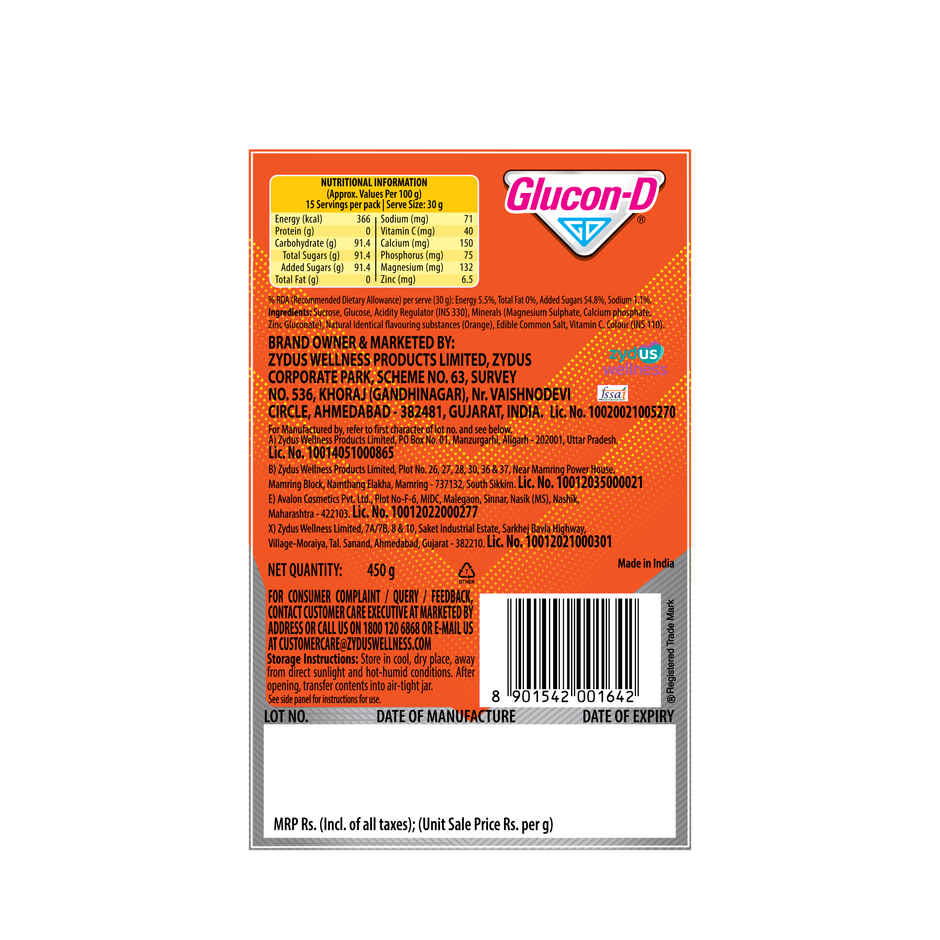 Glucon-D Tangy Orange with 3 Benefits of Energy, Recovery, and Immunity