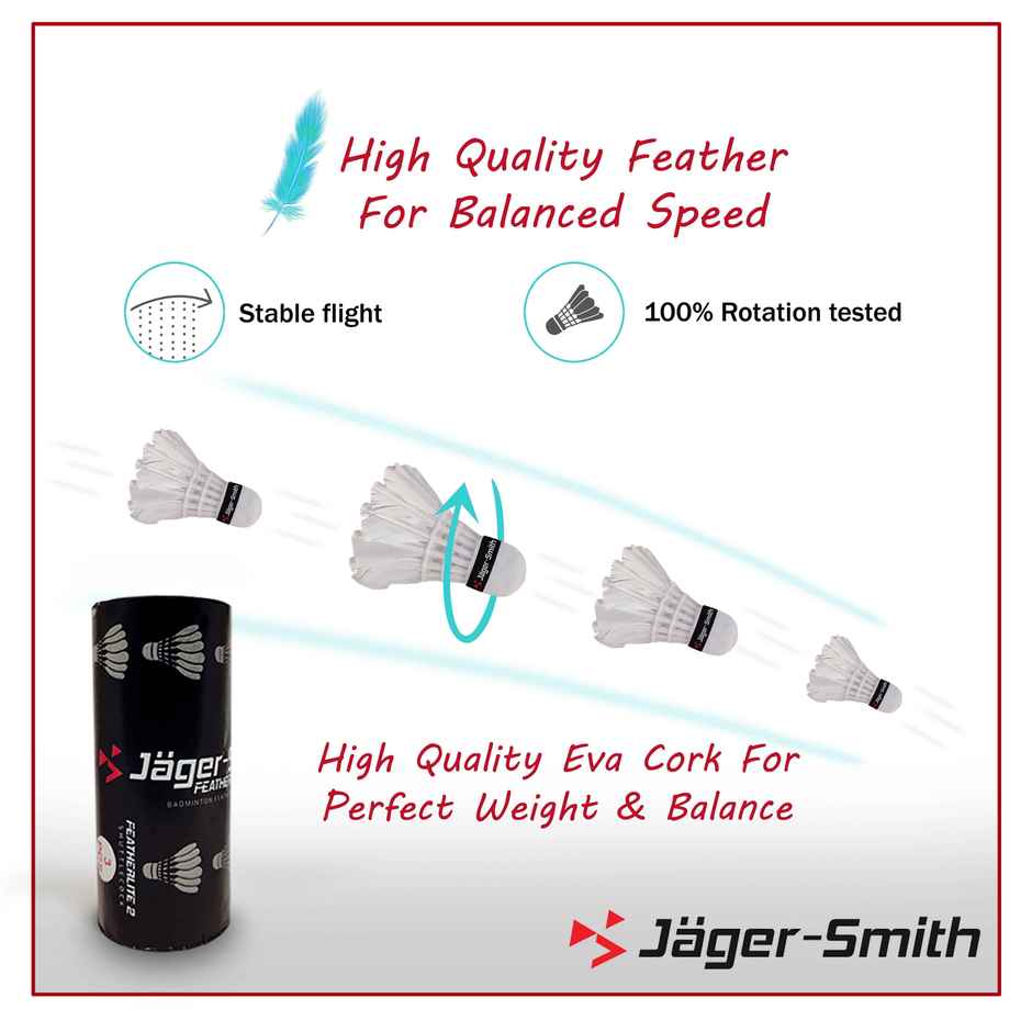 Jager-Smith Pb-2000 Featherlite Badminton Kit | 2 Rackets, 1 Cover & 3 Shuttlecocks | Made In India
