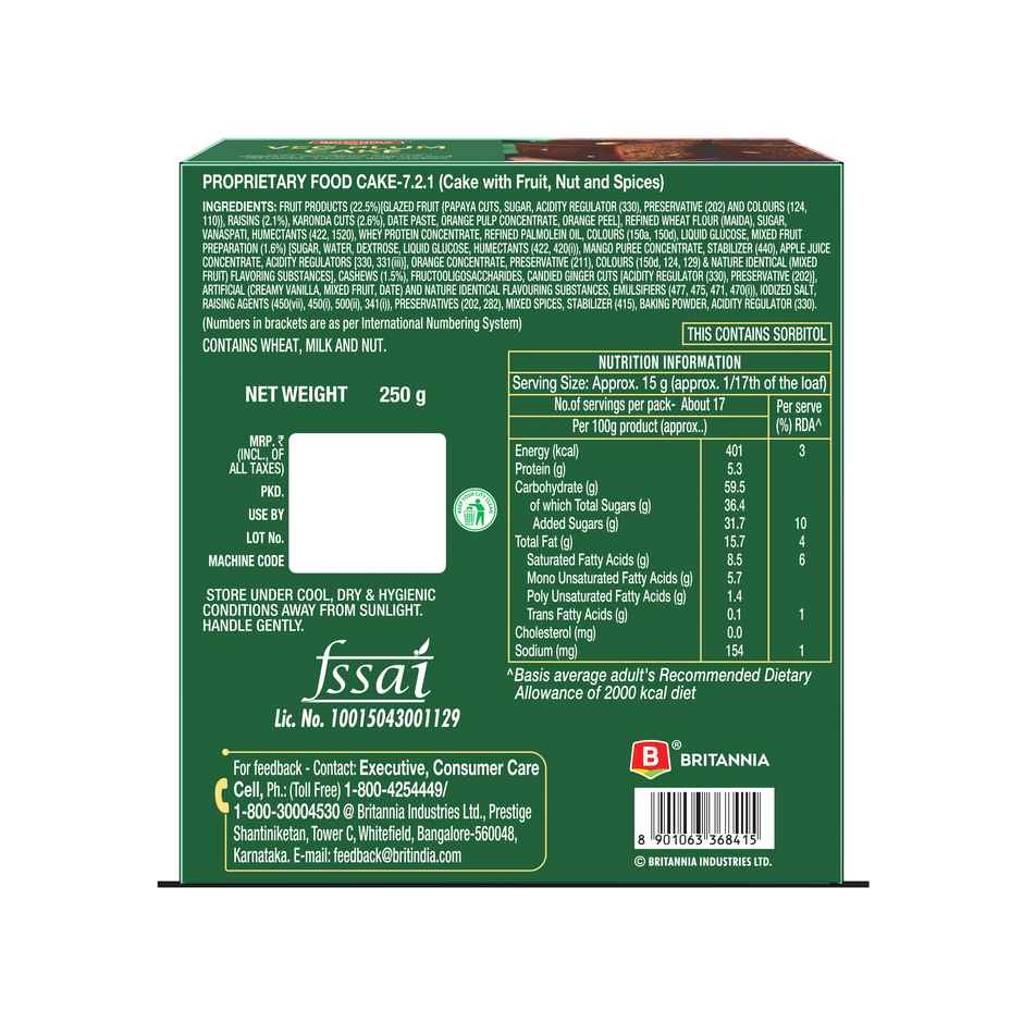 Britannia Veg Plum Cake