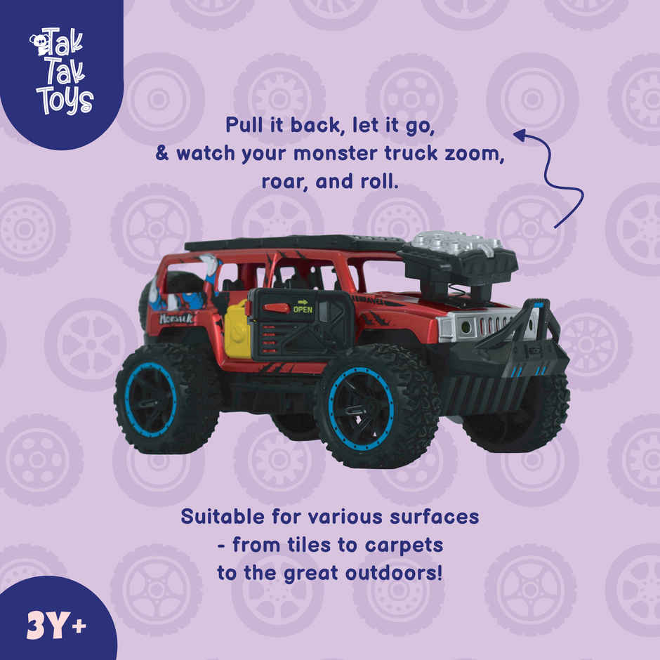 Tak Tak Toys 1:32 Die Cast Off Road Monster Car with Metal Body 4-Seater Openable Doors