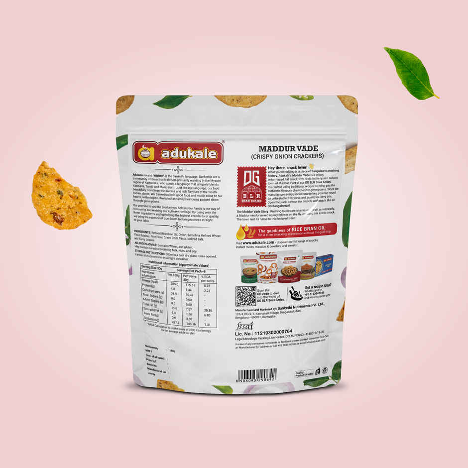 Adukale Kayi Kodubale (Coconut Kodubale) 180.0 Gram (180g) & Adukale Maddur Vade 180.0 Gram (180g) Combo