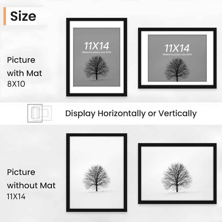 Art Street Synthetic Document Large Size Wall Photo Frame, 11x14 Inch, Matted To 8x10 Inch | Black