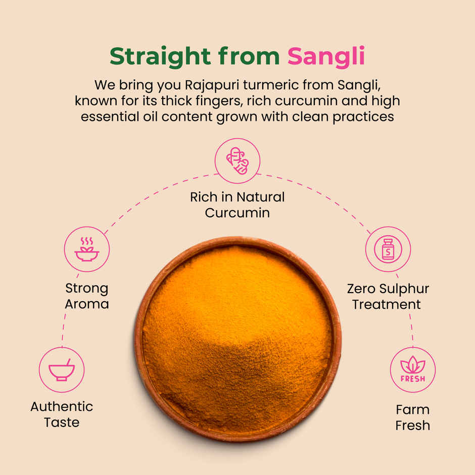 Khetika Stone Ground Turmeric Powder, Single Origin, With Natural Oils, High Curcumin,Reusable Pouch