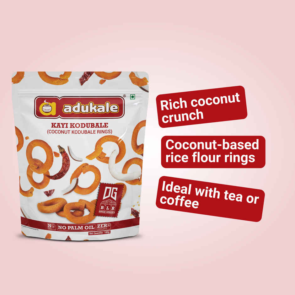 Adukale Kayi Kodubale (Coconut Kodubale) 180.0 Gram (180g) & Adukale Maddur Vade 180.0 Gram (180g) Combo