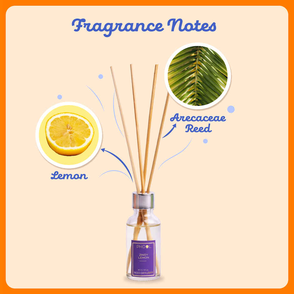 Phool Zingy Lemon Reed Diffuser Set