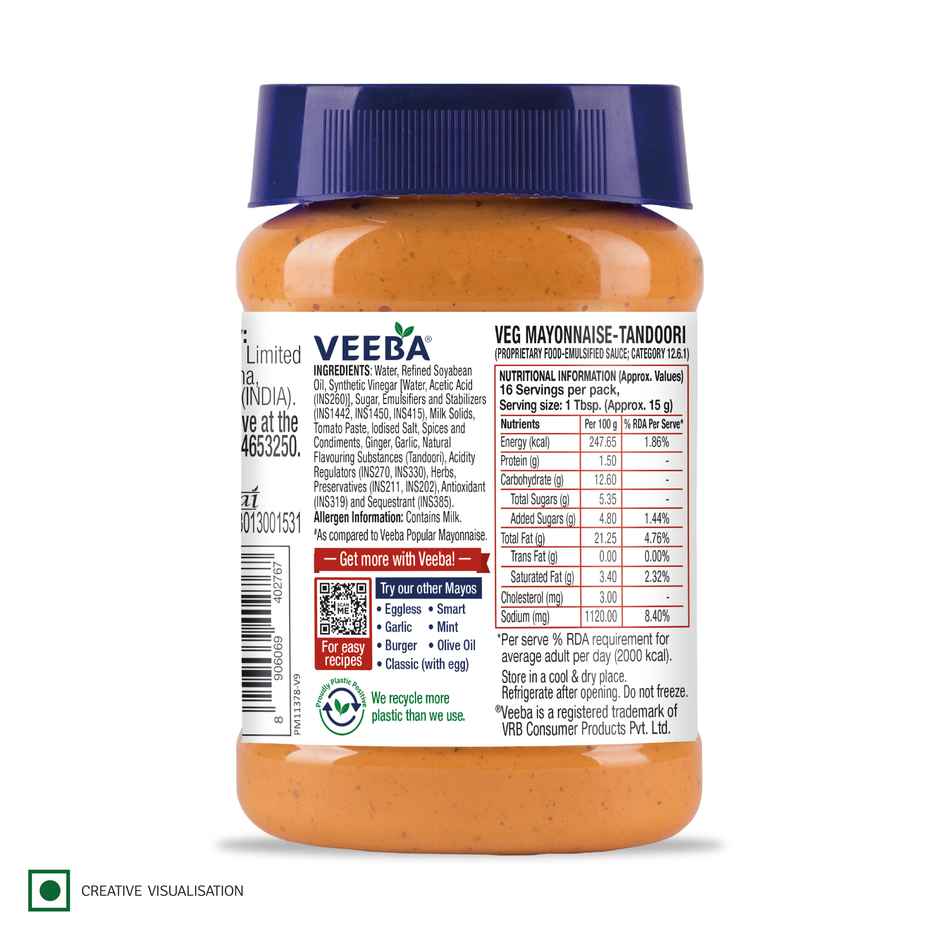 Veeba Tandoori Mayonnaise (250g) & Veeba Veg Mayonnaise Eggless (250g) Combo