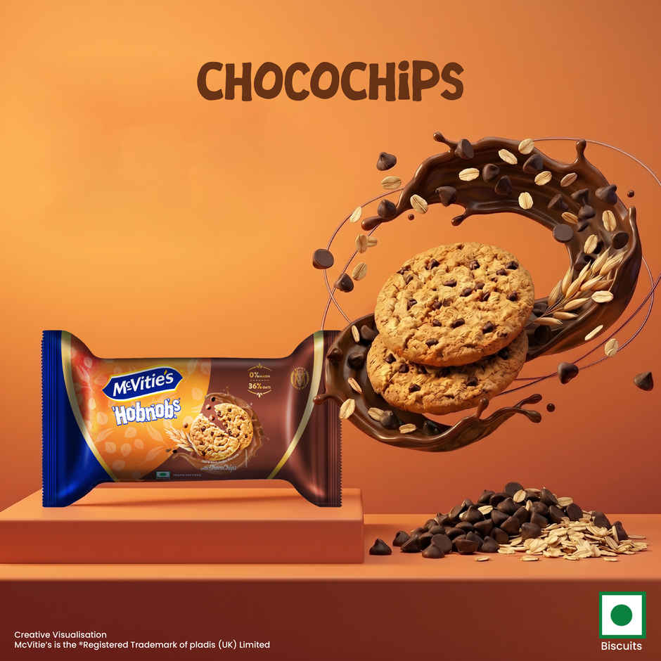 McVitie's Hobnobs Oats Chocochip Cookies | 0% maida & 36% Oats