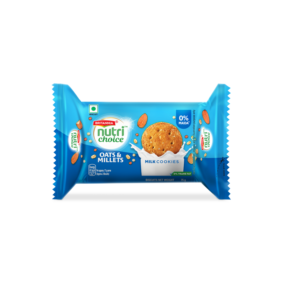 Britannia Nutrichoice Almond and Oats Milk Biscuits | Maida-free and Trans Fat-free