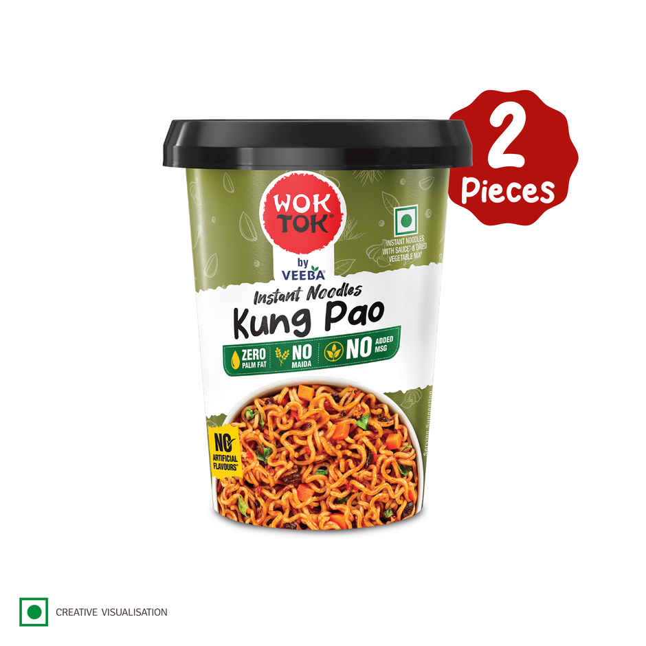 Wok Tok by Veeba Instant Noodles Kung Pao | Pack of 2 | No Maida | No palm oil