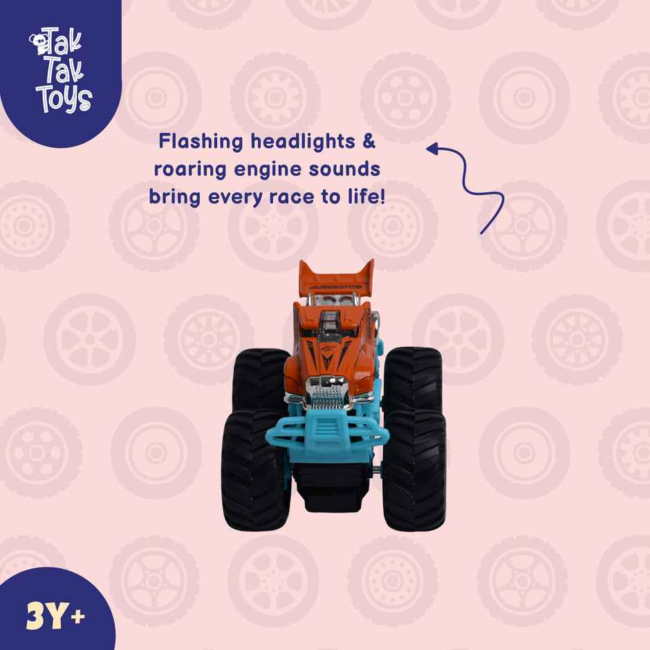 Tak Tak Toys 1:64 Die Cast Turbo Pull Pack Truck Toy Monster Car with Metal Body for Kids Action 07