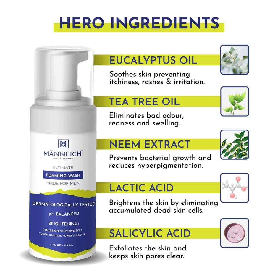 Mannlich Intimate Foaming Wash For Men Ph Balanced