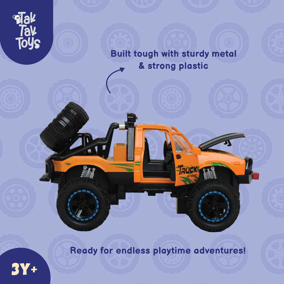 Tak Tak Toys Die Cast Off Road Monster Car with Metal Body Openable Doors Yellow
