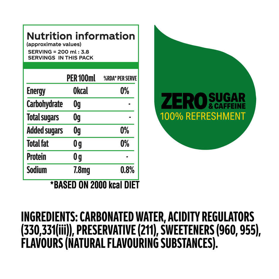 Sprite Zero | Lemon-Lime Sparkling Soft Drink | Pet Bottle| Zero Sugar | The Coca-Cola Company
