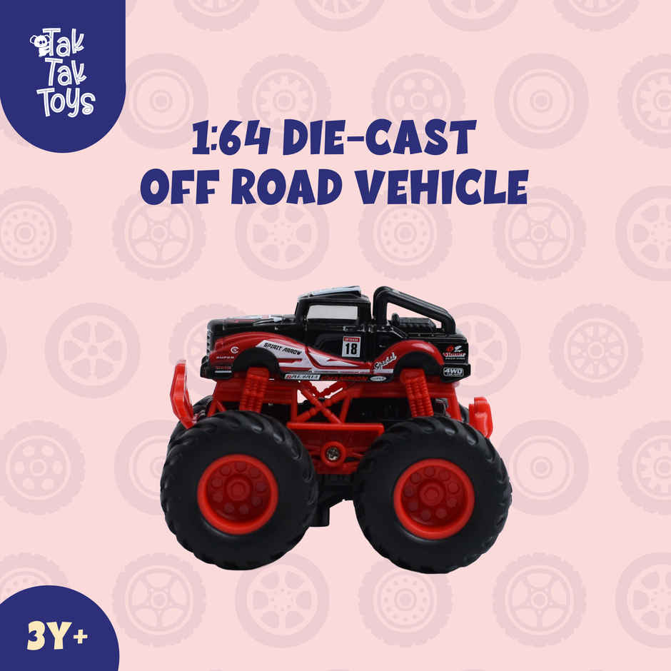 Tak Tak Toys 1:64 Die Cast Turbo Pull Pack Truck Toy Monster Car with Metal Body for Kids Action 02