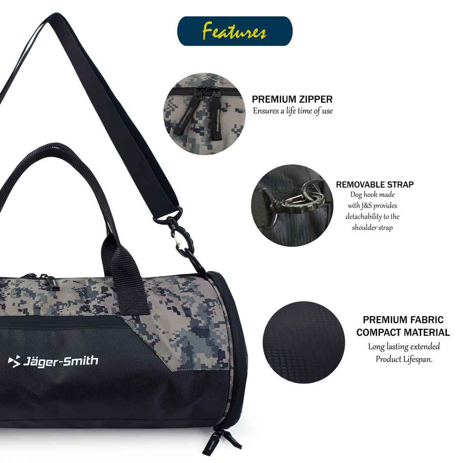 Jager-Smith JSGB500 | Black, Camflouge Multipurpose GYM Bag-27L