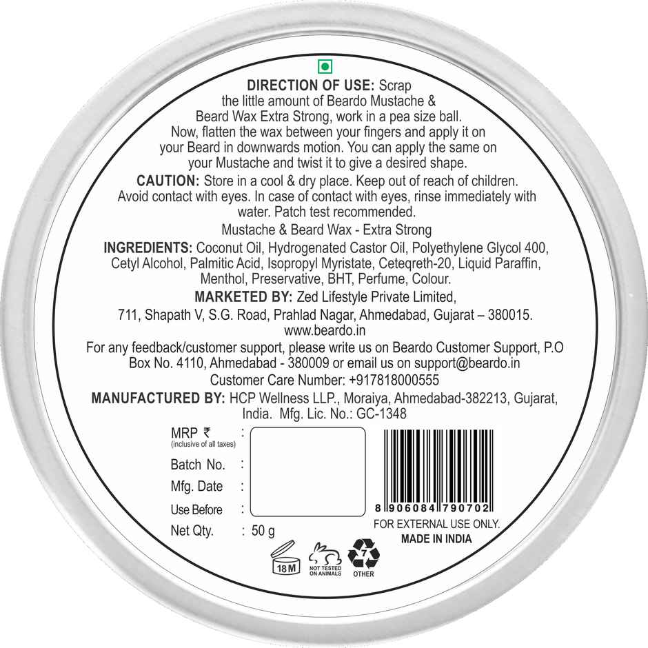 Beardo Beard & Mustache Wax - Extra Strong