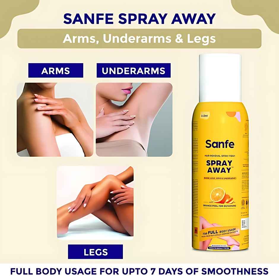 Sanfe Painless & Detan Hair Removal Spray Crean Unisex