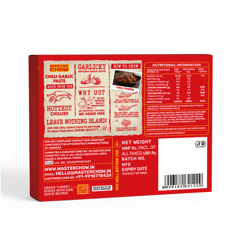 MasterChow Chilli Garlic Paste | No Added MSG and Palm Oil