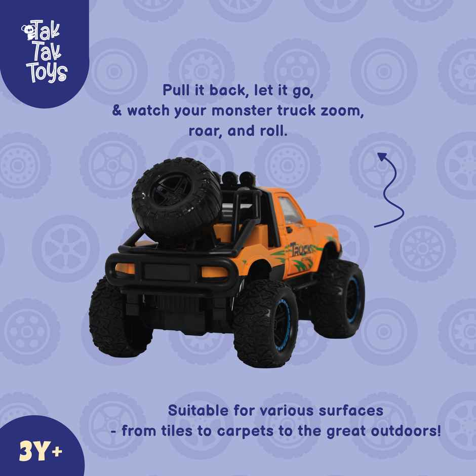 Tak Tak Toys Die Cast Off Road Monster Car with Metal Body Openable Doors Yellow