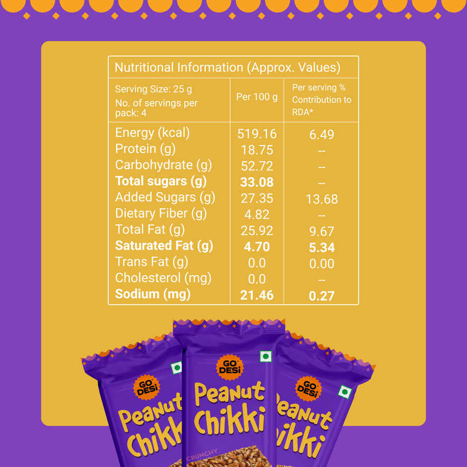 GO DESi Crunchy Peanut Chikki Bar