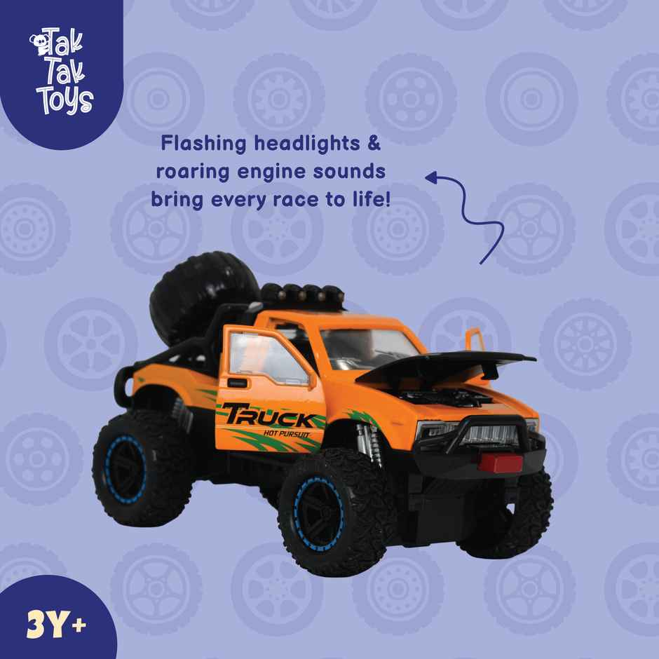 Tak Tak Toys Die Cast Off Road Monster Car with Metal Body Openable Doors Yellow