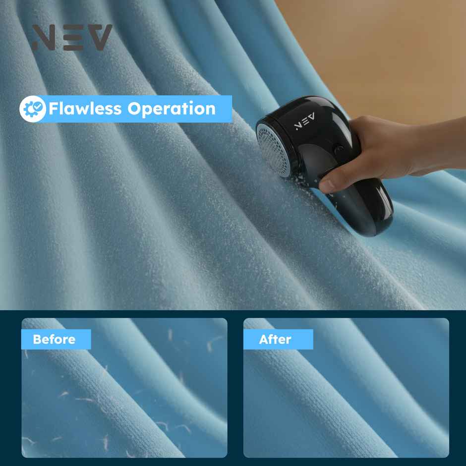 NEV LR-0B Electric Lint Remover with 50ml Lint Collector, 6800 RPM | Black