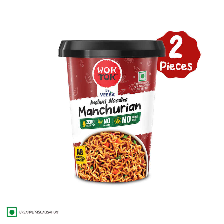 Wok Tok by Veeba Instant Noodles Manchurian Pack of 2 | No Maida | No palm oil
