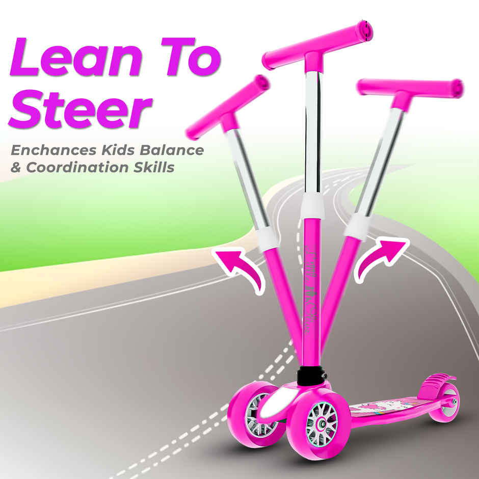 Little Olive Tikes Adjustable Scooter with Wide Brakes, Foldable, for Kids (3-7 Years, Pink)