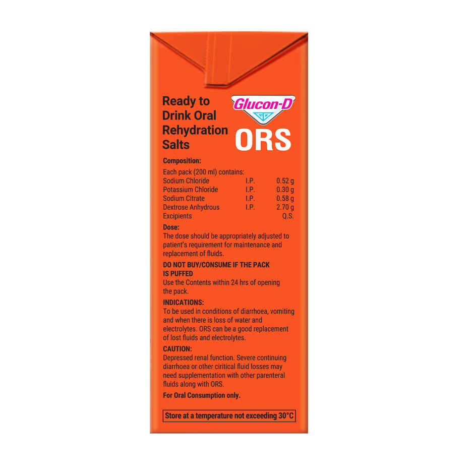 Glucon D ORS Energy Drink Orange Flavour with Electrolytes