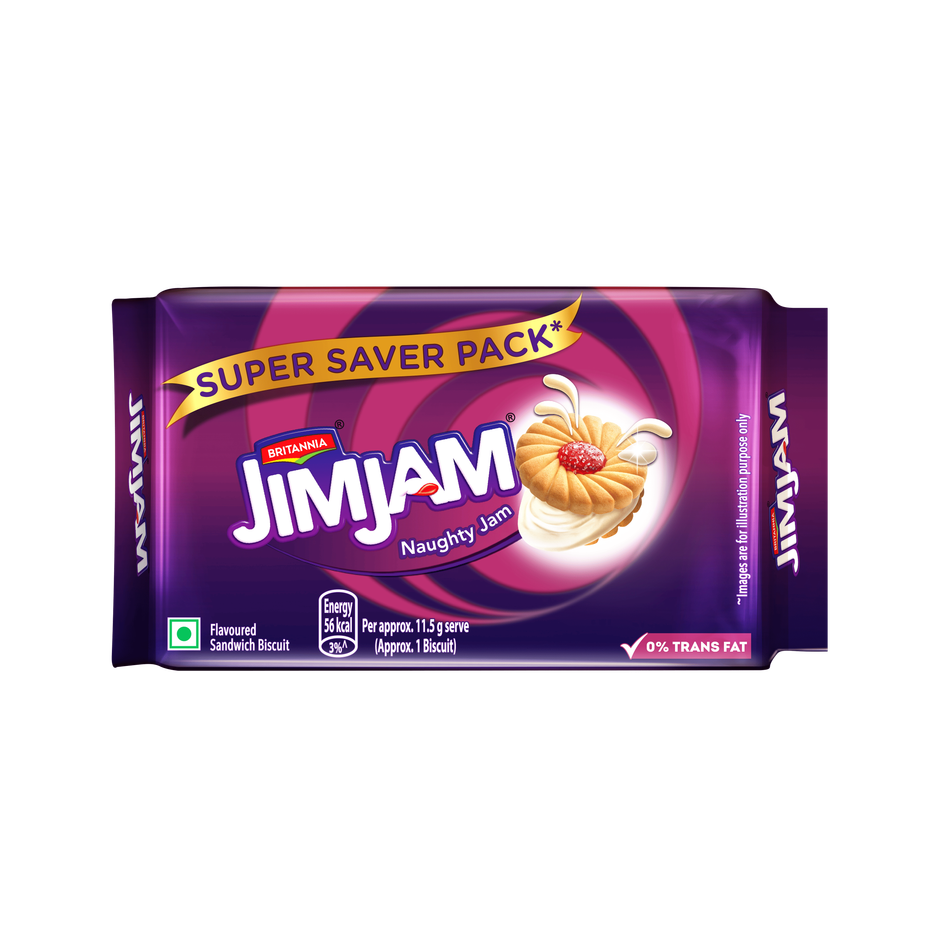 Britannia Treat Jim Jam Naughty Jam creme Biscuits | Trans Fat-free