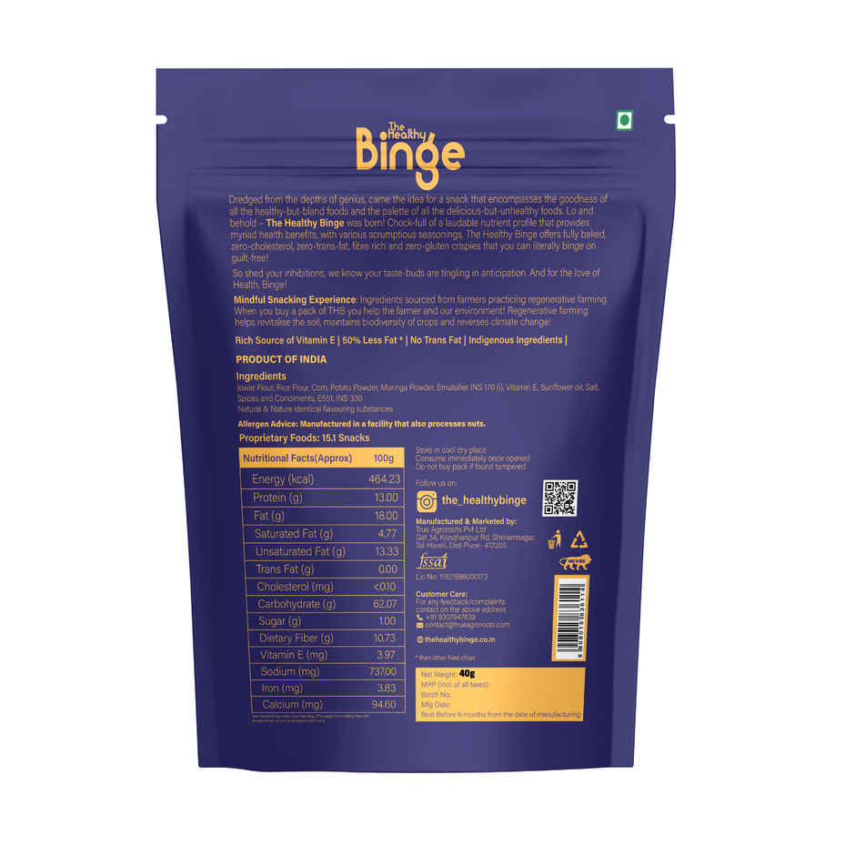 The Healthy Binge Moringa Jowar Baked Chips Indian Masala - High Protein & Fibre Combo